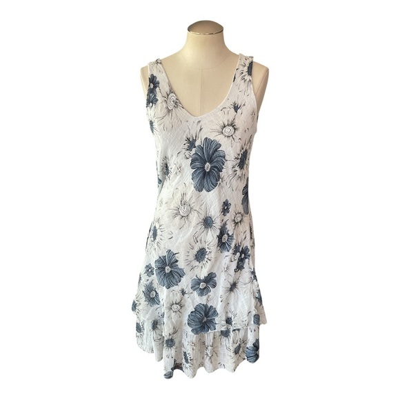 Italian Made 100% Cotton Floral Dress Sleeveless Boho Cottagecore Summer - Picture 1 of 4